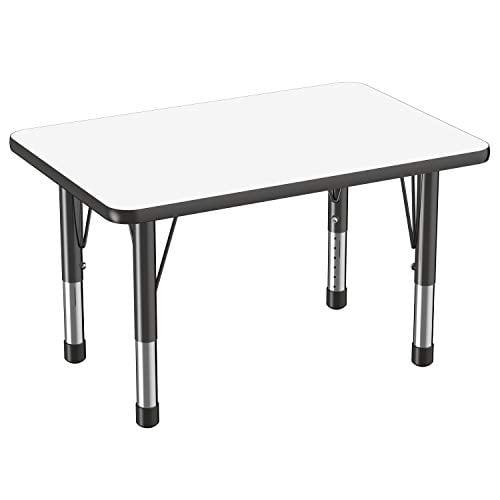24 x 36 inch FDP Rectangle Activity School and Classroom Kids Table Adjustable Height 15-24 inches Toddler Leg Gray Top and Red Edge